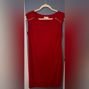 Calvin Klein sleeves dress with top zippers adornments